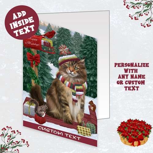 Maine coon cat greeting cards - coon,