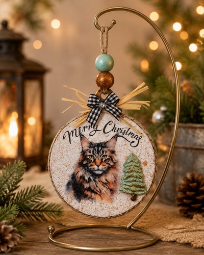 Maine coon christmas ornament - maine,