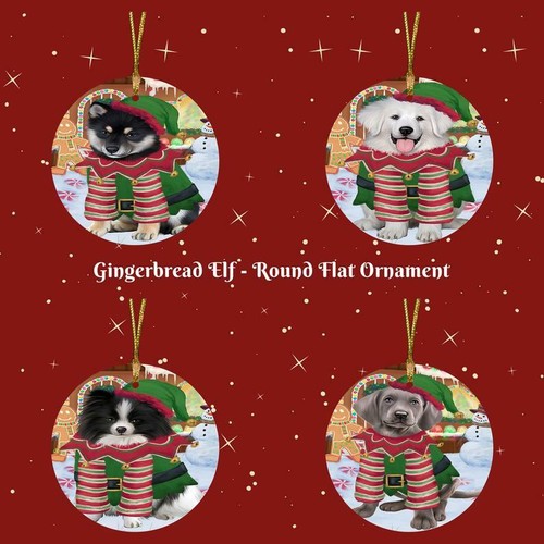Gingerbread elf dog cat round - elf,